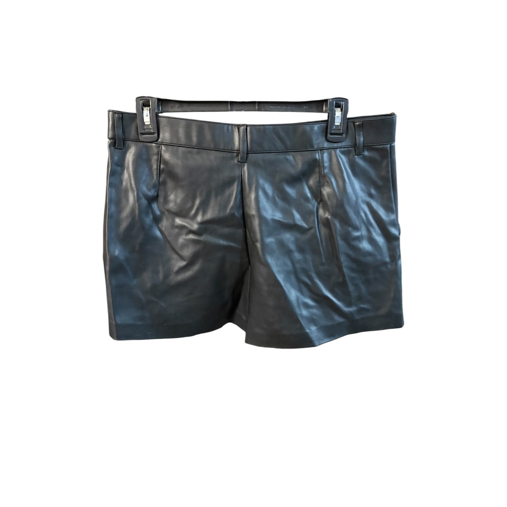 Zara Black Faux Leather Shorts High Waisted Womens Size Large L - Picture 2 of 3